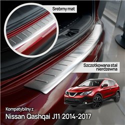 Rear bumper trim for Nissan Qashqai II (J11) PRE-FL 2014-2017 | Silver Stai