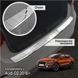 Rear bumper trim for Audi Q2 I (GA) PRE-FL 2016-2020 | Chrome Stainless ste