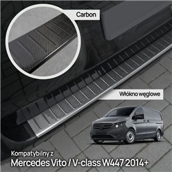 Rear bumper trim for Mercedes Vito (W447) 2014- | Black Carbon fiber Shiny
