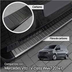 Rear bumper trim for Mercedes V-Class (W447) 2014- | Black Carbon fiber