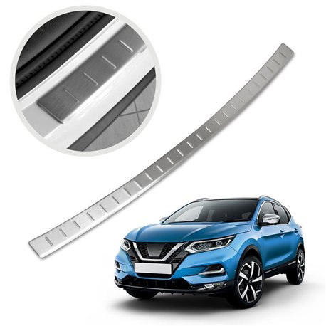 Rear bumper trim for Nissan Qashqai II (J11) FL 2017-2021 | Silver Stainles