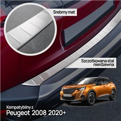 Rear bumper trim for Peugeot 2008 II (P24 | U) 2020- Silver Stainless steel