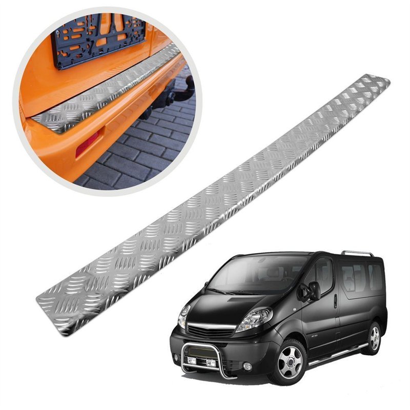 Rear bumper trim for Opel Vivaro A (X83) 2001-2014 | Silver Aluminum Ribbed