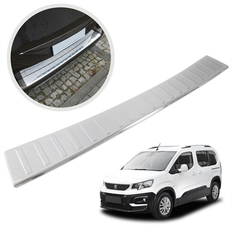 Rear bumper trim for Peugeot Rifter I (K9) 2018- | Chrome Stainless steel