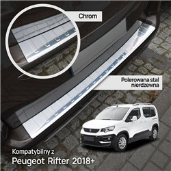 Rear bumper trim for Peugeot Rifter I (K9) 2018- | Chrome Stainless steel