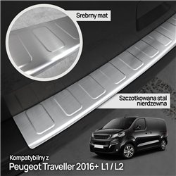 Rear bumper trim for Peugeot Traveller I (V) 2016- | Silver Stainless steel
