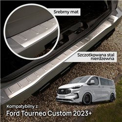 Rear bumper trim for Ford Tourneo Custom II (V710) 2023- | Silver Stainless