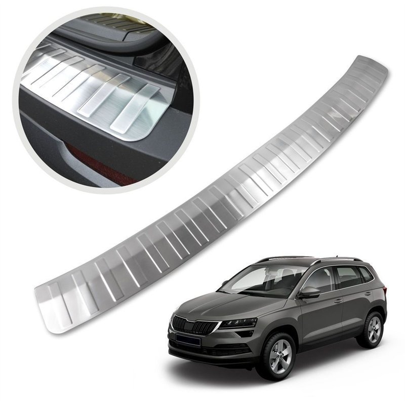 Rear bumper trim for Skoda Karoq I (NU) 2017- | Silver Stainless steel