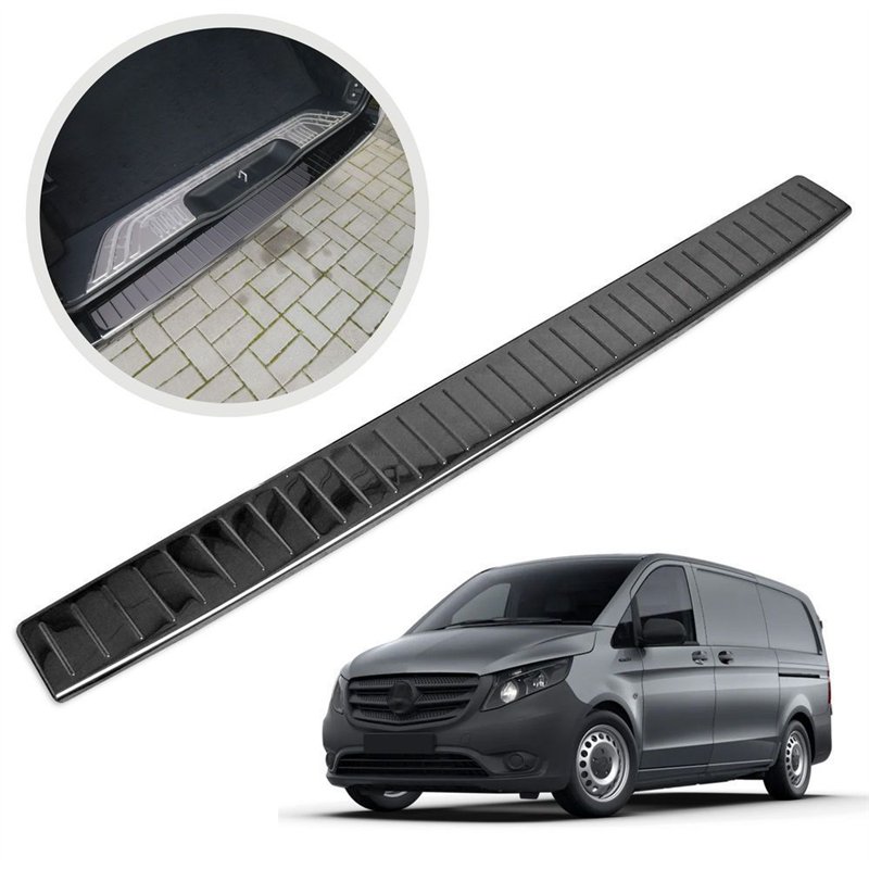 Rear bumper trim for Mercedes Vito (W447) 2014- | Black chrome Stainless st