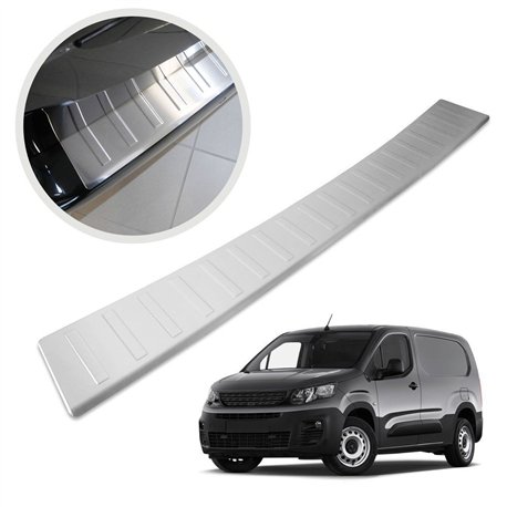 Rear bumper trim for Peugeot Partner III (K9) 2018- | Silver Stainless stee