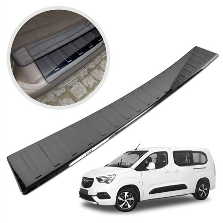 Rear bumper trim for Opel Combo E (K9) 2018- | Black chrome Stainless steel
