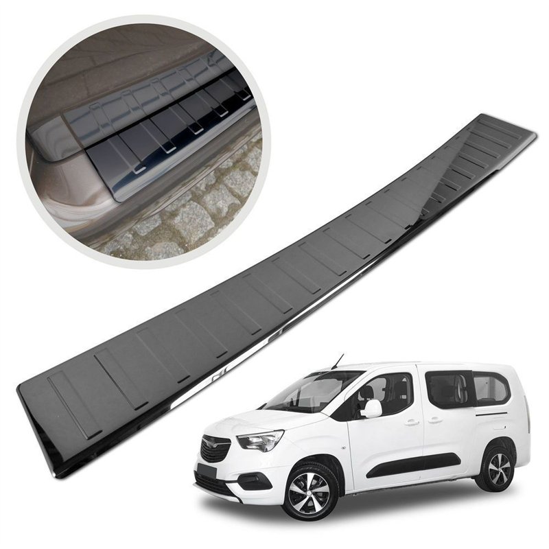 Rear bumper trim for Opel Combo E (K9) 2018- | Black chrome Stainless steel