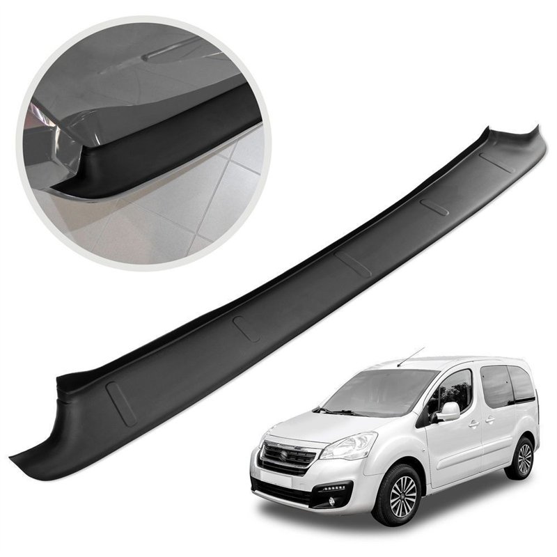 Rear bumper trim for Peugeot Partner II (B9) Tepee 2008-2018 | Black ABS