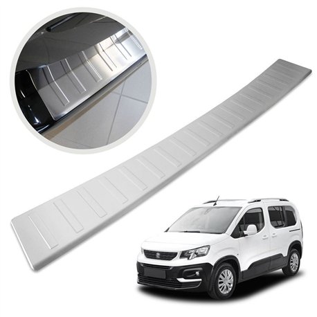 Rear bumper trim for Peugeot Rifter I (K9) 2018- | Silver Stainless steel