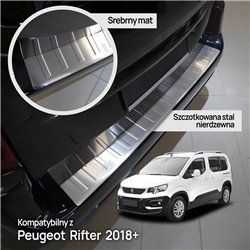 Rear bumper trim for Peugeot Rifter I (K9) 2018- | Silver Stainless steel