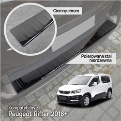Rear bumper trim for Peugeot Rifter I (K9) 2018- | Black chrome Stainless s