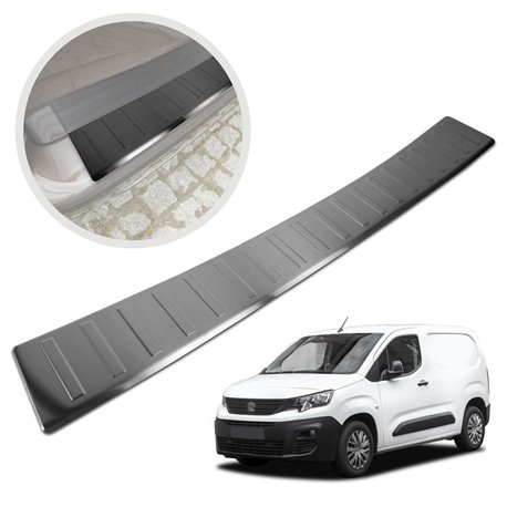 Rear bumper trim for Peugeot Partner III (K9) 2018- | Black Stainless steel
