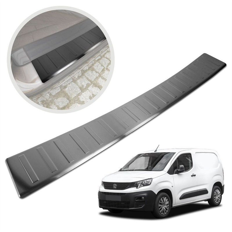 Rear bumper trim for Peugeot Partner III (K9) 2018- | Black Stainless steel