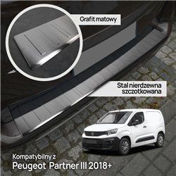 Rear bumper trim for Peugeot Partner III (K9) 2018- | Black Stainless steel