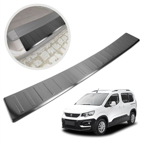 Rear bumper trim for Peugeot Rifter I (K9) 2018- | Black Stainless steel