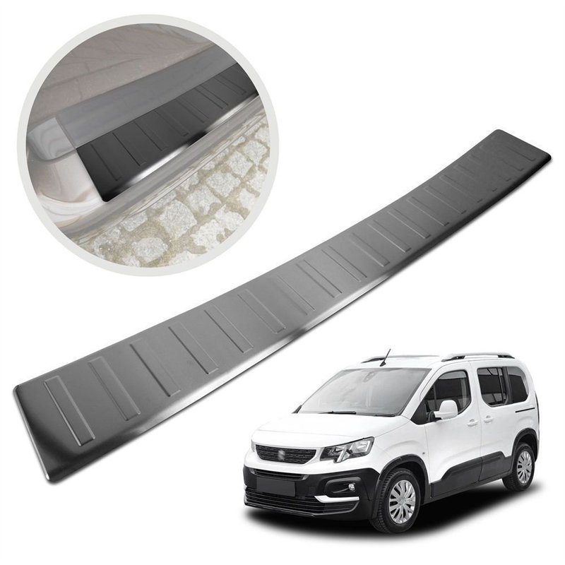Rear bumper trim for Peugeot Rifter I (K9) 2018- | Black Stainless steel