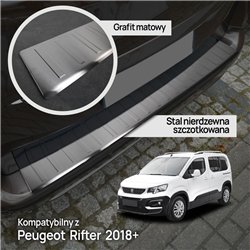 Rear bumper trim for Peugeot Rifter I (K9) 2018- | Black Stainless steel