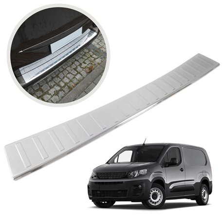 Rear bumper trim for Peugeot Partner III (K9) 2018- | Chrome Stainless stee