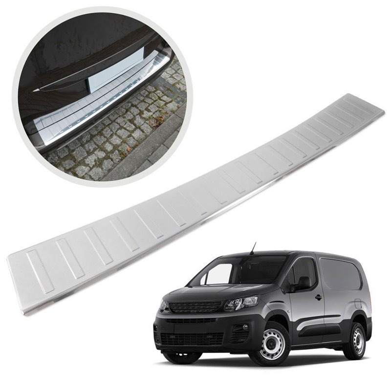 Rear bumper trim for Peugeot Partner III (K9) 2018- | Chrome Stainless stee