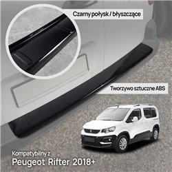 Rear bumper trim for Peugeot Rifter I (K9) 2018- | Black ABS plastic Shiny