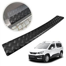 Rear bumper trim for Peugeot Rifter I (K9) 2018- | Black Aluminum Ribbed