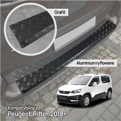 Rear bumper trim for Peugeot Rifter I (K9) 2018- | Black Aluminum Ribbed