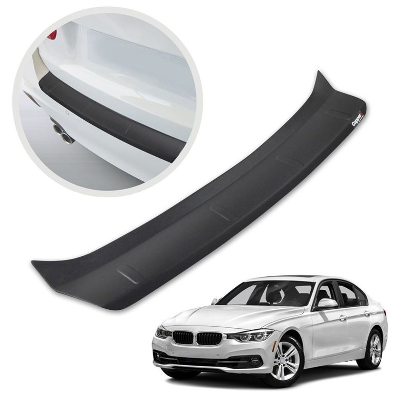 Rear bumper trim for BMW 3 Series Sedan (F30) 4D 2012-2018 | Black ABS