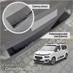 Rear bumper trim for Citroen Berlingo III (K9) 2018- | Black chrome Stainle