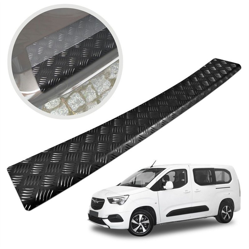 Rear bumper trim for Opel Combo E (K9) 2018- | Black Aluminum Ribbed