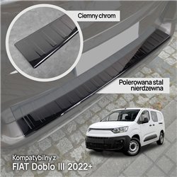 Rear bumper trim for Fiat Doblo III (510/511) 2022- | Black chrome Stainles
