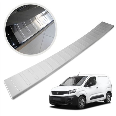 Rear bumper trim for Peugeot Partner III (K9) 2018- | Silver Stainless stee