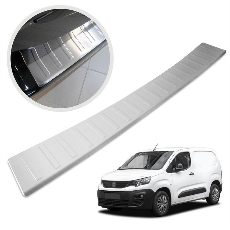 Rear bumper trim for Peugeot Partner III (K9) 2018- | Silver Stainless stee