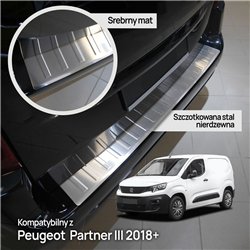 Rear bumper trim for Peugeot Partner III (K9) 2018- | Silver Stainless stee