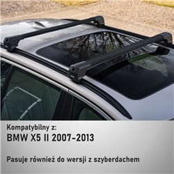 Roof rack for BMW X5 (E70) 2007-2013 | Elegance V2 Black Aluminum Painted