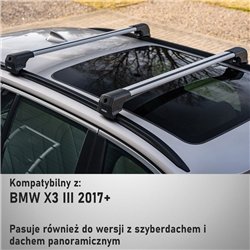Roof rack for BMW X3 (G01) 2017-2024 | Elegance V2 Silver Aluminum Matte