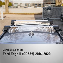 Roof rack for Ford Edge II (CD539) 2016-2020 | Elegance V2 Silver Aluminum