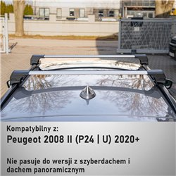 Roof rack for Peugeot 2008 II (P24 | U) 2020- Elegance V2 Lite Silver Alumi