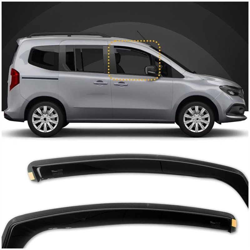 Side window deflectors for Mercedes EQT (W420) 2023- | Translucent black sm