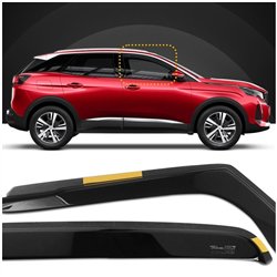 Side window deflectors for Peugeot 3008 II (P84) 2016-2023 | Translucent bl