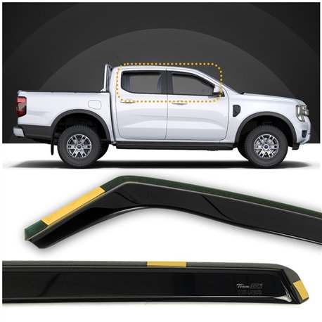 Side window deflectors for Ford Ranger IV (P703 | 2AB) 2023- Translucent bl