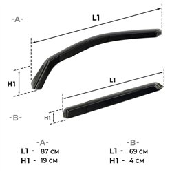 Side window deflectors for Ford Ranger IV (P703 | 2AB) 2023- Translucent bl