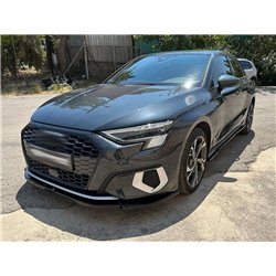 Front splitter for Audi A3 Sedan IV (8Y) 4D 2020- | Black ABS plastic Shiny