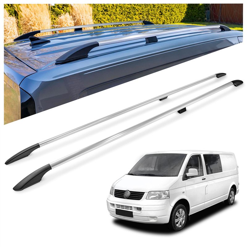Roof rails for Volkswagen VW Transporter T5 L2 LWB 2003-2015 Solid Aluminu