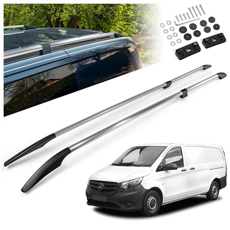 Relingi dachowe dzielone Mercedes Vito W447 Compact SWB 2014- Alum
