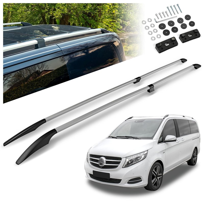 Relingi dachowe dzielone Mercedes V-Klasa W447 L2 LWB 2014- Alumin